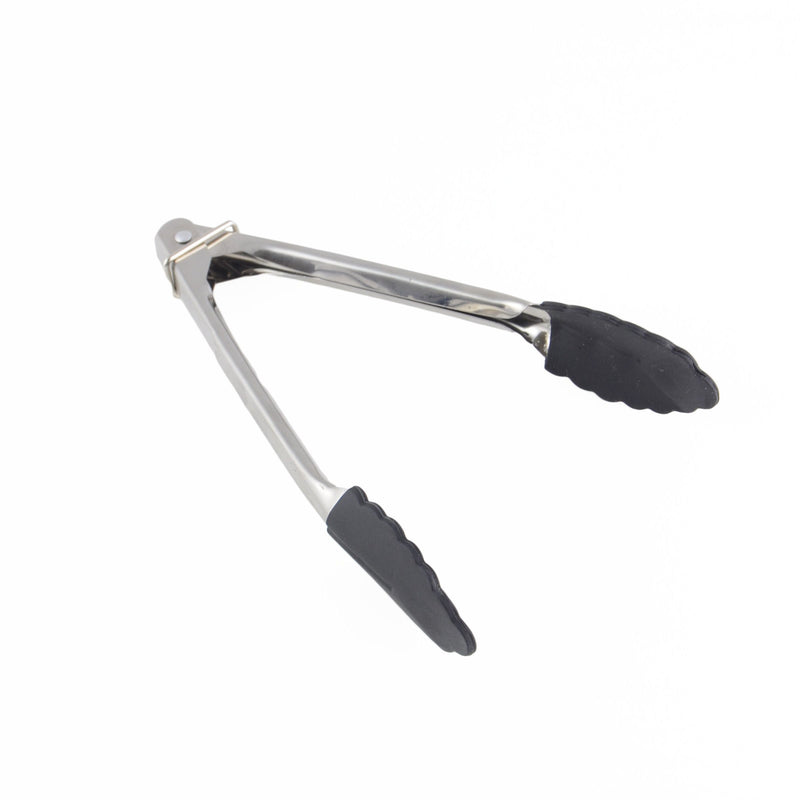 Thunder 7" x 1" x 1-1/4", Non-Slip Utility Tong, Stainless Steel Handles (0.8mm Thickness) with Silicone Sliding Locking Ring & Grip, Maximum Temperature 509ûF, Each