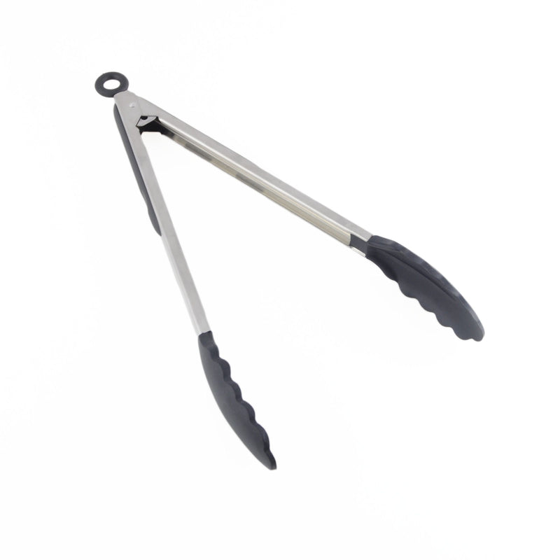 Thunder 12" x 1-1/4" x 1-1/2", Non-Slip Locking Utility Tong, Stainless Steel Handles (0.8mm Thickness) with Silicone Pull out Locking Tips and Grip, Each