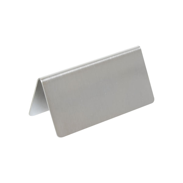 Thunder 3" x 1-1/2" x 1-3/8", Blank Table Tent Sign, Stainless Steel, Each