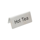 Thunder 3" x 1-1/2" x 1-3/8", Hot Tea Table Tent Sign, Stainless Steel, Each