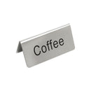 Thunder 3" x 1-1/2" x 1-3/8", Coffee Table Tent Sign, Stainless Steel, Each
