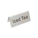 Thunder 3" x 1-1/2" x 1-3/8", Iced Tea Table Tent Sign, Stainless Steel, Each