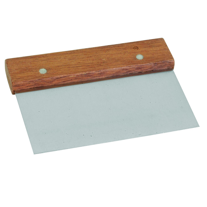 Thunder 6" x 4" x 1/2", Dough Scraper, Stainless Steel Blade with Wooden Handle, Each
