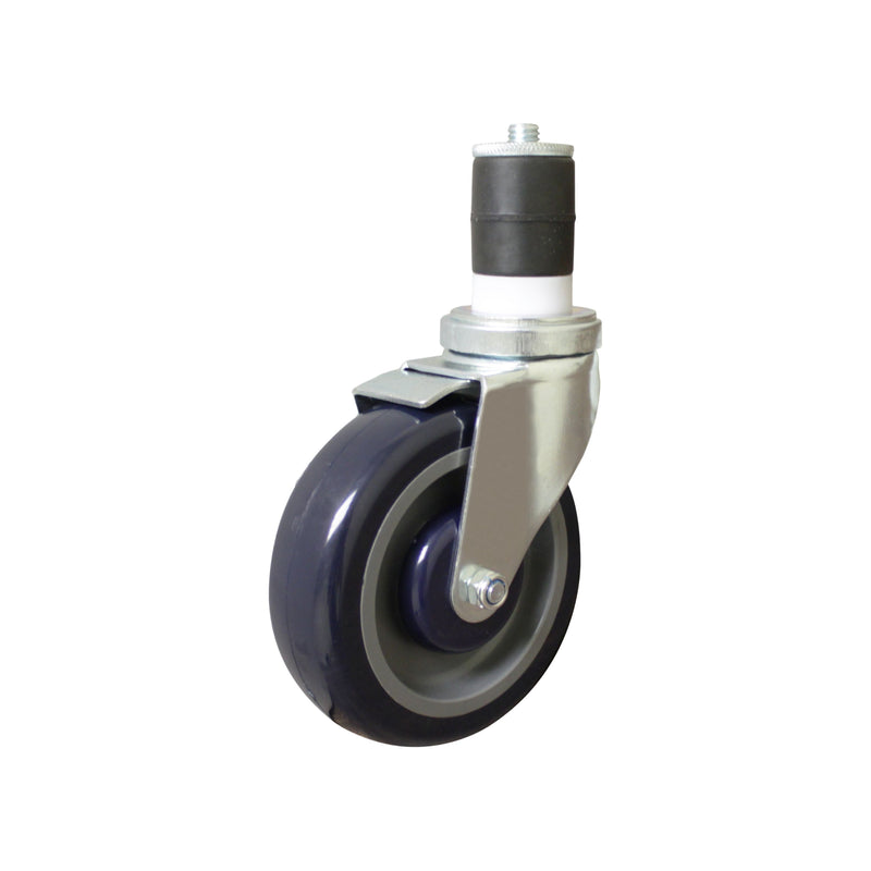 Thunder 5" Diameter x 2-1/2" Width x 8-3/4" Height, Worktable Caster, Steel frame, Polypropylene Wheel & Polyurethane Wheel Center, NSF, Each