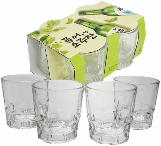 Kitchen Plus 2oz Glass Soju Shot, 4 Glass Set, Case of 27 Sets