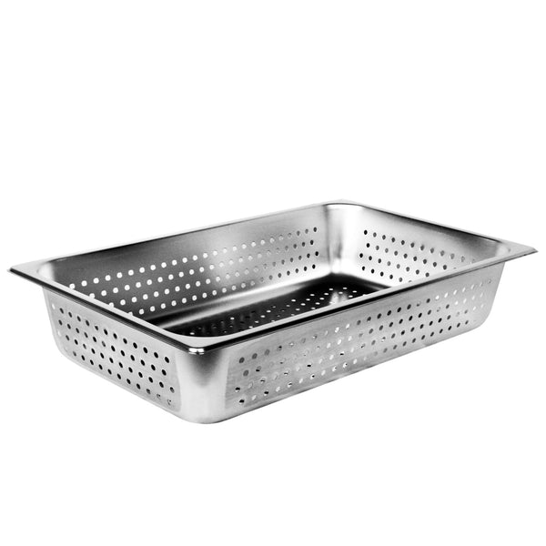Thunder Full Size, 4" Deep, Perforated, Anti-Jam, Heavy-Duty, Stainless Steel 18-8, 304 Material, True 24 Gauge, NSF, Each