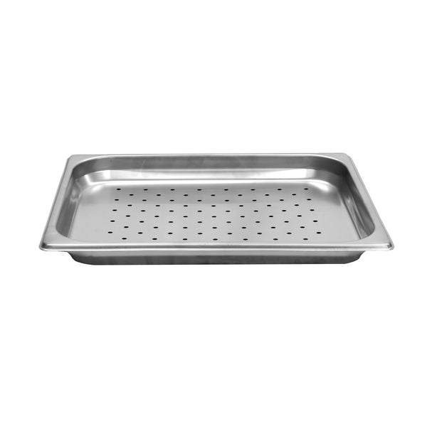 Thunder Half Size, 1-1/4" Deep, Perforated, Anti-Jam, Heavy-Duty, Stainless Steel 18-8, 304 Material, True 24 Gauge, NSF, Each