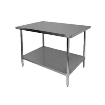 Thunder 24" X 36" X 35", Flat Top Worktable With Rounded Edges, Stainless Steel 430, 18 Gauge, Each