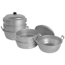 Thunder Aluminum Steamer, 13" Diameter X 19-1/2" Height, Hole Size: 1/8" (Lid, Steamer x 2 & Bottom), 4 Piece Set