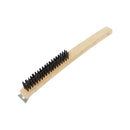 Thunder 14" x 2-5/8" x 7-3/4", Wire Brush with Scraper, Black Metal Wire Brush with Wooden Handle, Each