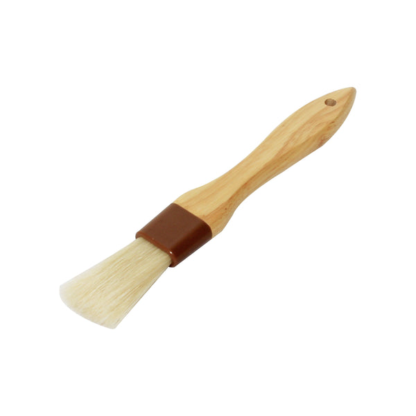 Thunder 1" Flat Head, 8-1/4" x 1" x 1/2" Sterilized and Bleached Boar Bristle Pastry Brush Bounded by Brown Plastic Ferrule, Boar Bristles with Wooden Handle, Each