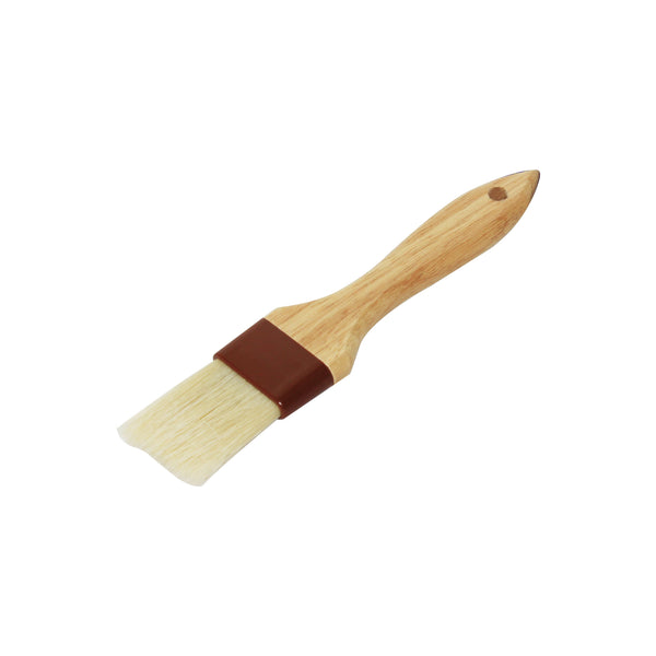 Thunder 1-1/2" Flat Head, 8-3/8" x 1-3/8" x 1/2" Sterilized and Bleached Boar Bristle Pastry Brush Bounded by Brown Plastic Ferrule, Boar Bristles with Wooden Handle, Each