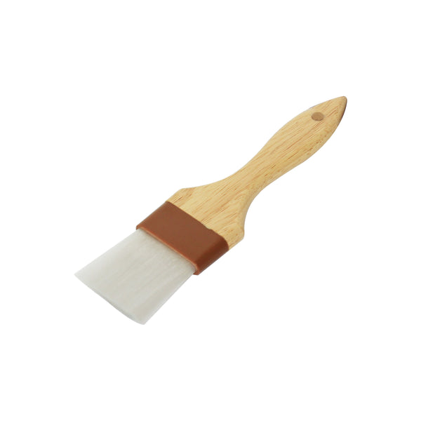 Thunder 2" Flat Head, 8-1/2" x 2" x 1/2" Sterilized and Bleached Boar Bristle Pastry Brush Bounded by Brown Plastic Ferrule, Boar Bristles with Wooden Handle, Each