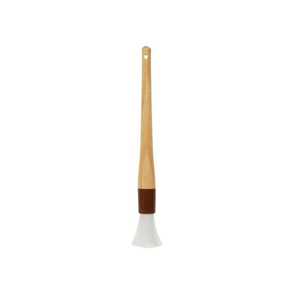 Thunder 1" Round Head, 12-1/8" x 1" x 1/2" Sterilized and Bleached Boar Bristle Pastry Brush Bounded by Brown Plastic Ferrule, Boar Bristles with Wooden Handle, Each